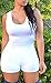 swrose Women Spaghetti Strap Beach Shorts Jumpsuit Rompers Bodysuit (M, White)