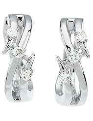 14K White Gold Diamond Hoop Earrings - 0.12 Ct. -- LIFETIME WARRANTY