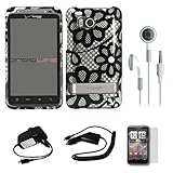 Silver Case with Black Flower Durable 2 Piece Protective Crystal Hard Shiel ....