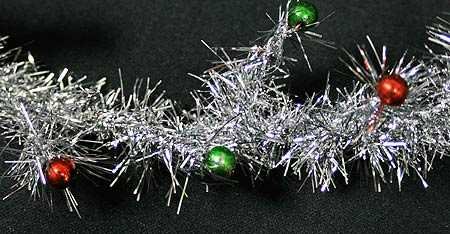Box of 12 - 5 Foot Silver Tinsel Retro Look Beaded Garlands - Total of 60 Feet