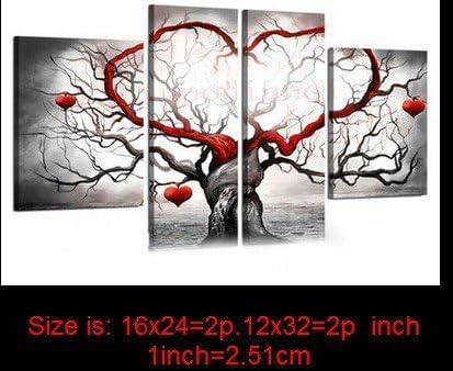 STAND BY YOU Hand Painted Modern Abstract Oil Painting On Canvas Red Heart Tree For Home Decoration A1641