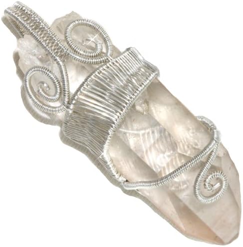 Pink Lemurian Quartz Crystal Woven Wire Wrapped Pendant in Sterling By Puppylove, Talking Crystal