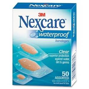 Nexcare Waterproof Clear Bandage Assorted Sizes, 50 Count Package