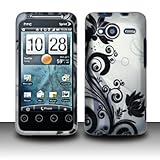 Rubberized Silver Black Vine Flower Snap on Design Case Hard Case Skin Cove ....