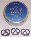 Scott's Cakes 1 lb. Dark Chocolate Covered Pretzel in a Snowflake Tin