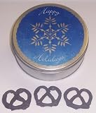 Scott's Cakes 1 lb. Dark Chocolate Covered Pretzel in a Snowflake Tin