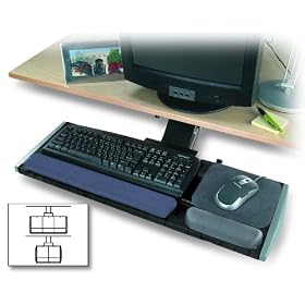 Click here to buy Kensington Underdesk Adjustable Keyboard Platform with Wrist Rest (K60067).