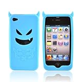 LIGHT BLUE DEVIL HORNS For iPhone 4 Silicone Case Cover