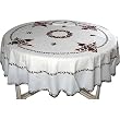 Round Tablecloth with Napkins White Colorful Embroidery