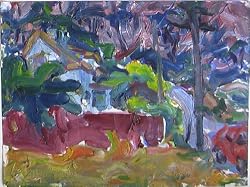 The Forge in the Forest, 1982 Original Oil Painting on Canvas By Carmel Artist Victor Di Gesu - Unframed Artwork