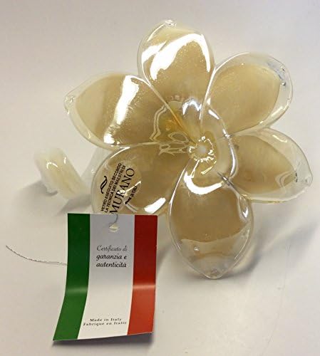 Italian Murano Glass Spiral Flower Cream White XL Sized Italy