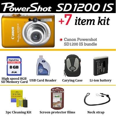 51UhYEXTCDL. SL500  #1. Cheap Canon Powershot SD1200 IS Orange 10.0 Megapixel 3x Optical Zoom Digital Camera + 8 GB Memory Card + NB 6L Battery + USB Reader + Case+ Accessory Bundle 3451B001 by Canon