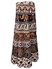 Long Wrap Skirt- Ivory Brown Print Cotton Gypsy Wrap Around Skirt Dress, Gift Idea