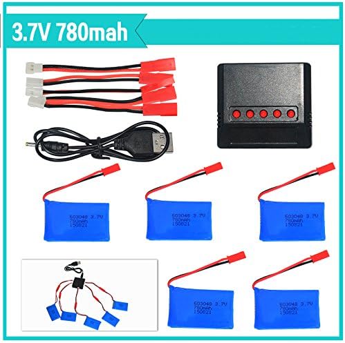Charger Battery Sets 3.7V 780mAh 20C Lipo Battery 5Pcs and X5 Charger for Mini Quadcopter