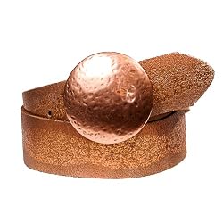 Women's New Genuine Leather Copper Belt with Detailing and Round Buckle 2 Inches By Landes