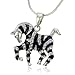 PammyJ Black Zebra with Clear Crystals Silvertone Pendant Necklace, 18