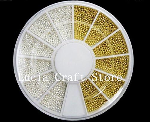 21box/lot 1mm Nail Art Caviar Beads Manicure Pedicure Make Up DIY Decoration Wheel Nail Tool (Mixed Gold Silver)