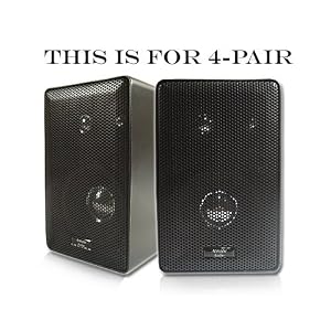 Acoustic Audio 4 Pair Indoor Outdoor Home Stereo Speakers 251B8PKG