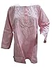 Boho Indian Kurta Pink Tunic Floral Embroidered Cotton Blouse Tops L