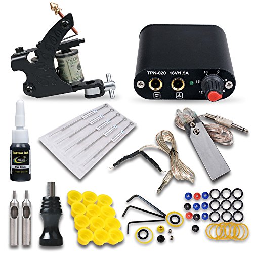 Professional 1 Tattoo Gun Tattoo Kit Mgt18 with Tattoo Power Supply/1 Color Tattoo Ink/tattoo Needles/1 Tattoo Machine/other Tattoo Supplies