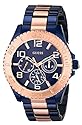 GUESS Women's U0231L6 Iconic Blue Multi-Function Two Tone Blue & Rose Gold-Tone Watch