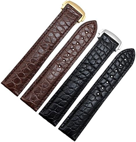 Zhuolei genuine alligator leather strap with silver/golden/rose gold buckle 18/19/20mm black brown