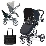 Peg Perego 2011 Skate Stroller Pram System with Skate Jumper Seat and Fashionable Diaper Bag - Fantasy Nero