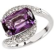 14K White Gold Amethyst and Diamond Ring