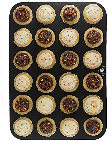 Silicone Cupcake Molds, Le Poele, for Baking, 24 Cups Mini Muffin Pan. BPA Food Grade Silicone, Non-stick, Easy to Clean. Dishwasher, Freezer and Microwave Safe.