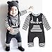 MIOIM Unisex Kids Baby Boy Girl Stripes Printed Romper Bodysuit Outfits Dark Gray