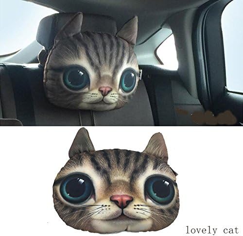 1 pcs Lovely Cute 3D cat&amp;dog Plush Neck Cartoon Car Head and Body Support Pillow Seat Neck Pillow New，Purify air, odor removal (love cat)