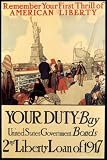 AMERICAN STATUE LIBERTY 1917 GOVERNMENT BONDS WAR VINTAGE POSTER REPRO