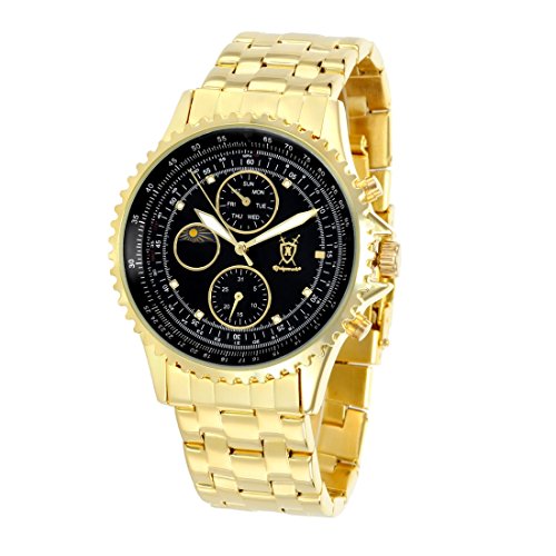 Konigswerk mens gold tone bracelet watch black dial mul…