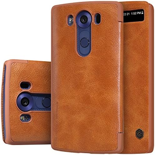 LG V10 Case,Skmy Ultra Slim Smart Wake Up Case - Lightweight, Premium Leather,Dual Material Protective Bumper Case for LG V10 (Brown)