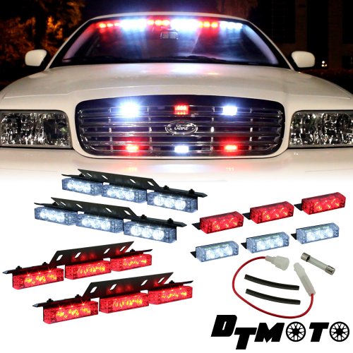 Red White 36x LED EMS EMT Emergency Vehicle Deck Dash Grill Strobe