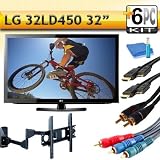 LG 32LD450 32" 1080p LCD HDTV with Articulating Wall Mount & 5pc Hook Up Kit (2 6FT Hdmi Cables,6FT Audio Interconnect Cable ,6FT Component Cable, TV Cleaning Kit)