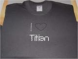 I Love Titian - Ladies Short Sleeve Gildan g640l Rhinestone Shirt