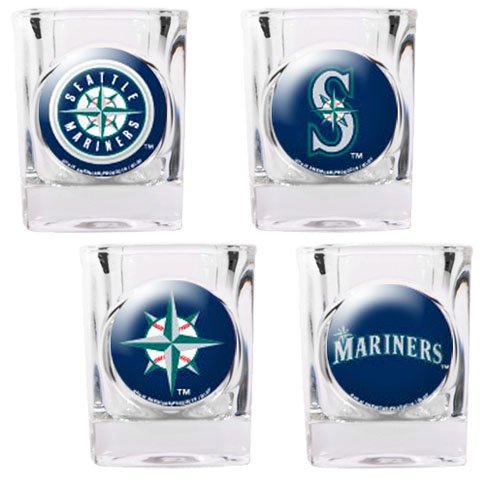 MLB Seattle Mariners Four Piece Square Shot Glass Set (Individual Logos)