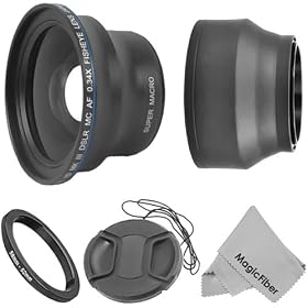 Essential Kit for NIKON DSLR Cameras (D7000 D5100 D5000 D3200 D3100 D3000 D90 D80) - Includes: 52MM 0.34X Fisheye High Definition Lens + Center-Pinch Lens Cap + Soft Rubber Lens Hood + Premium MagicFiber Microfiber Lens Cleaning Cloth
