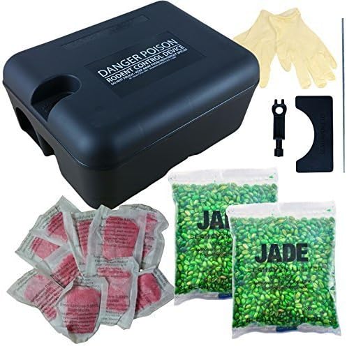 Complete Rat Box Trap - 2 x 100G Poison Packets &amp; 15 Bait Blocks - Ready Baited by Seahaven Products