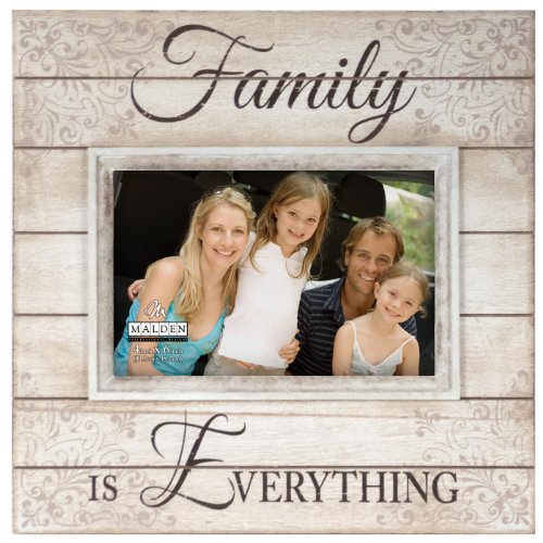 Malden International Designs Sun Washed Words Family Distressed Cream Picture Frame, 4x6, Cream
