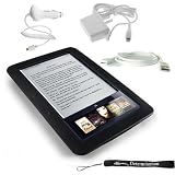 Kroo Nook Electronic Book Reader Slim Silicone Skin Case (Black) + Includes a 4-Inch eBigvalue Determination Hand Strap