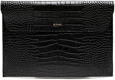 Pinetti Men's Real Leather Crocodile Pattern Velcro Flap Clutch One Size Black