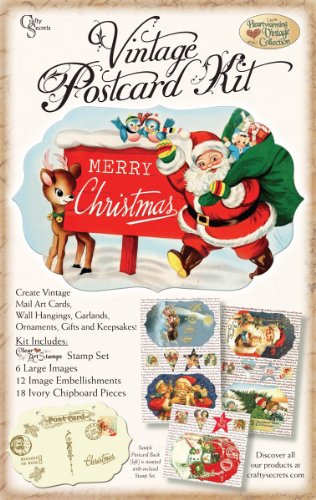 Crafty Secrets Heartwarming Vintage Postcard Kit, Christmas