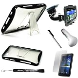 Black Cradle Kickstand Protective High Quality Stand Alone Hard Shell TPU Skin Cover Case for Samsung Galaxy Tab Tablet + Includes a Durable Screen Protector + Includes a 360° Rotatable Windshield Mount + Includes a Stylus Pen to Navigate Your Tablet + Includes a Car USB Charger