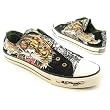 Ed Hardy Christian Audigier Men's Low Rise Sneakers Tiger on Black Canvas