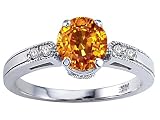 1.29 cts Genuine Citrine and Diamond Engagement Ring - 14kt White or Yellow Gold