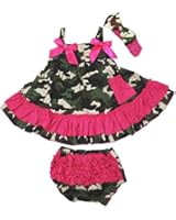 Hot Pink Camouflage Swing Top Bloomer Pant Outfit Set Baby Girl Clothing Nb-24m