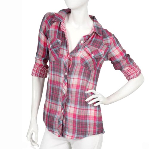 (レイルズ) Rails アウトレット Kendra Shirt コットン チェックシャツ マゼンタ/パープル