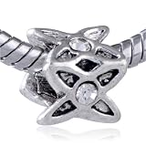 Pandora Style Bead April Birthstone Flower Cube European Bead Fits Pandora Bracelet